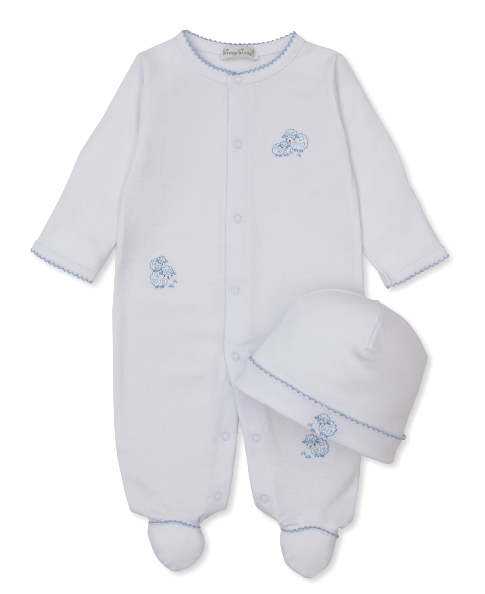 Sweet Sheep Footie and Hat set- Blue