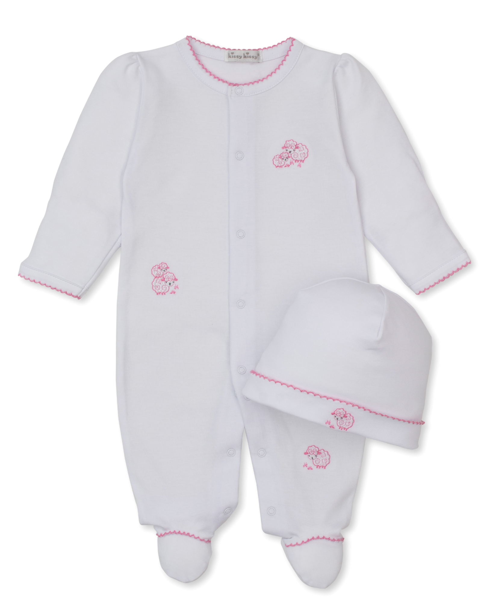 Sweet Sheep Footie and Hat set- Pink