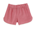 Red Check Seersucker - Girls Short with Ruffle