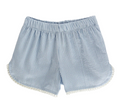 Blue Check Seersucker short with Ruffle