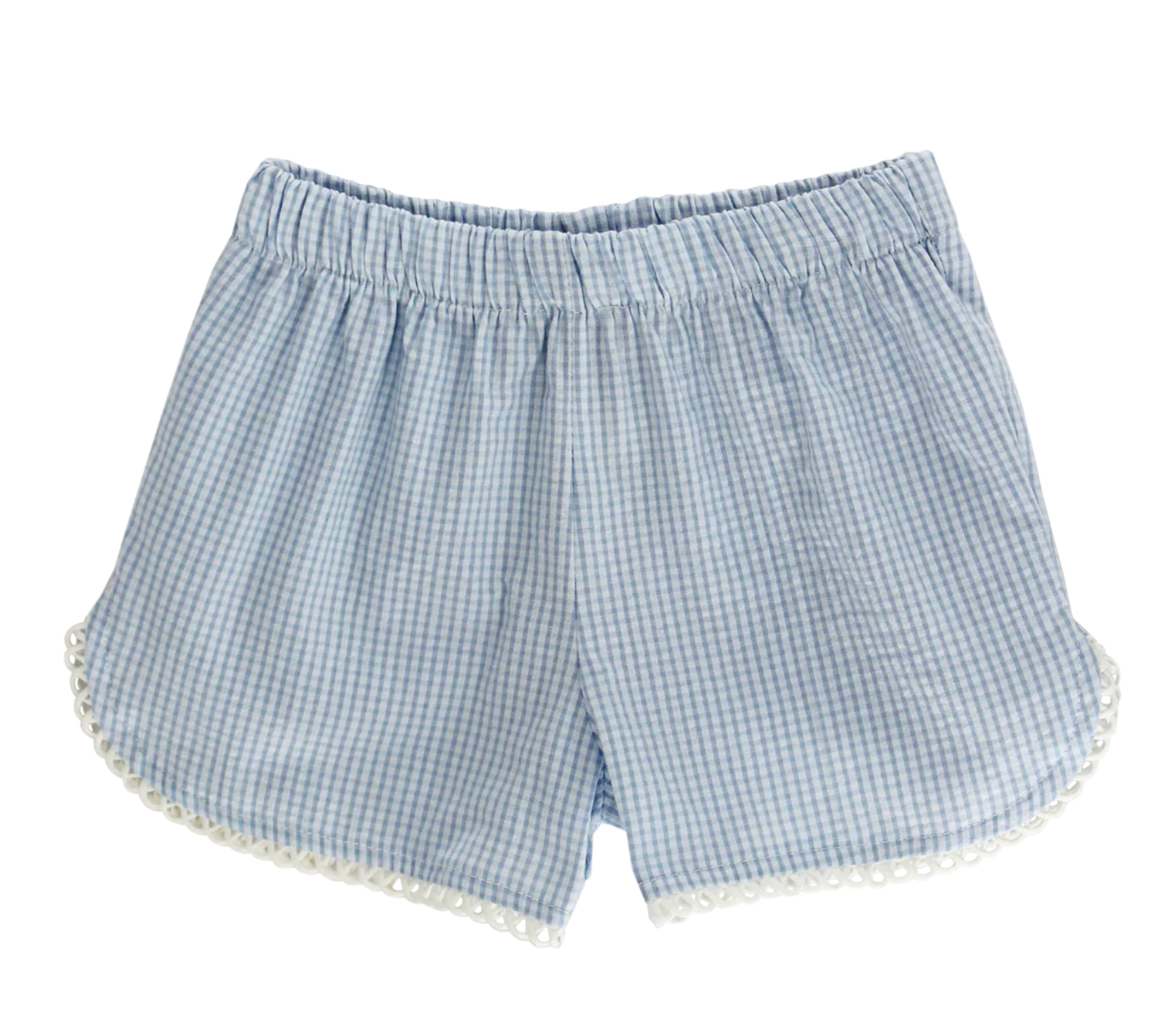 Blue Check Seersucker short with Ruffle