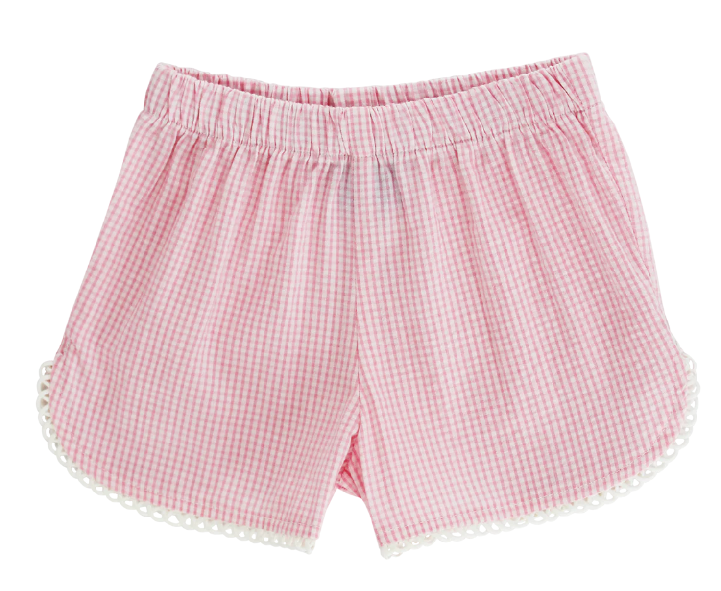 Pink Check Seersucker Short with Ruffle