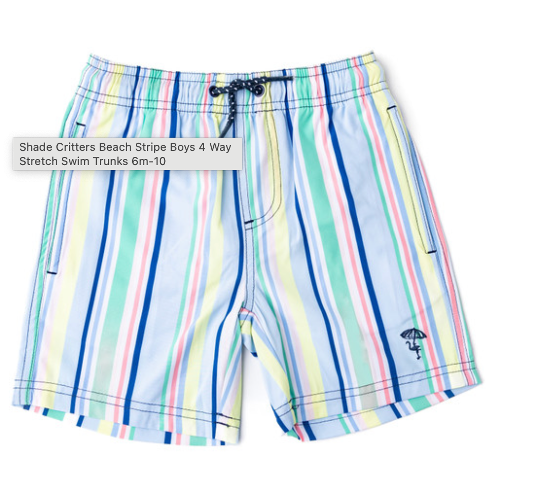 Beach Stripe Boys 4 Way Stretch Swim Trunks
