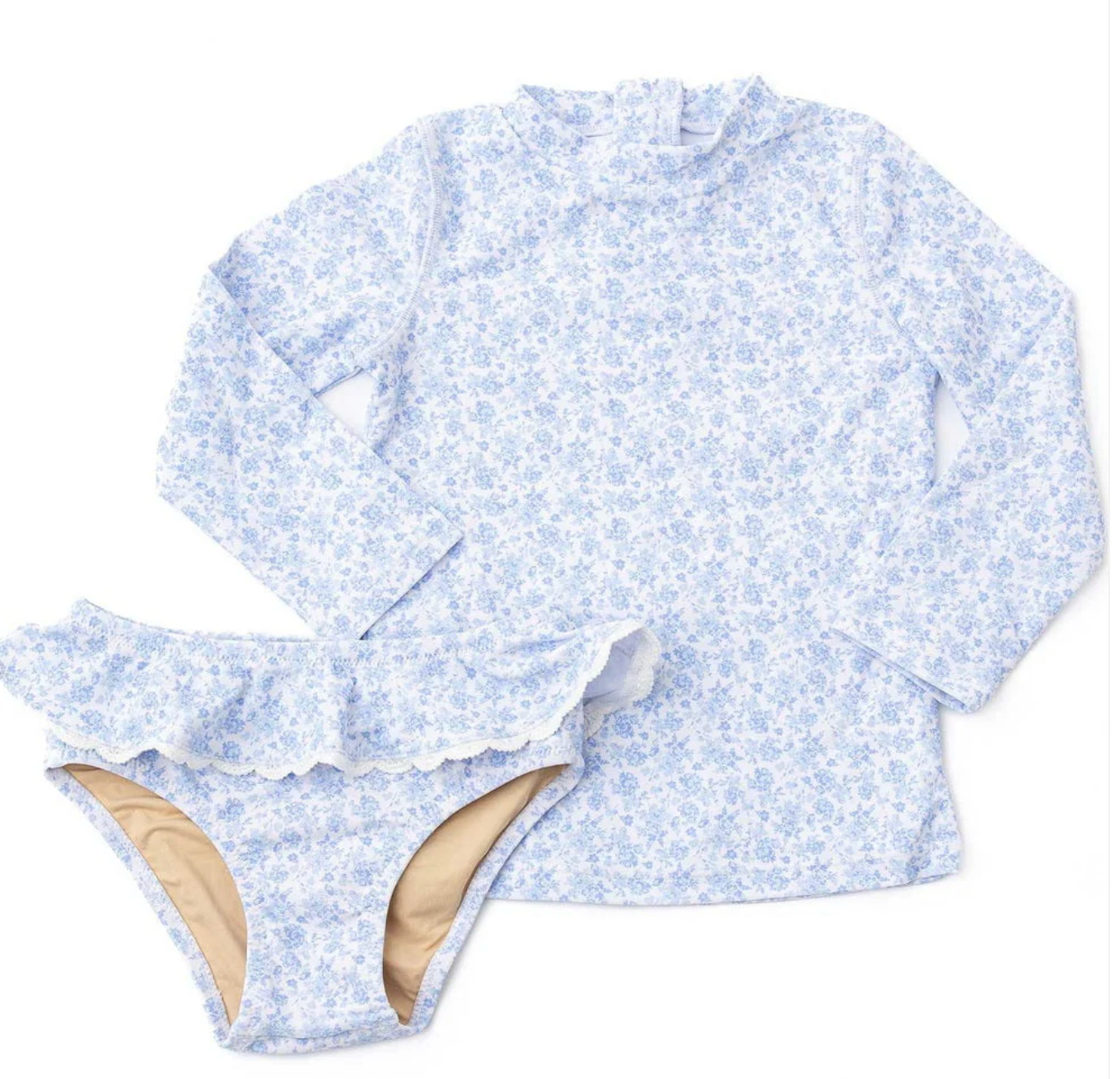 Shade Critters Girls Coastal Garden Long Sleeve Two Piece Swimsuit