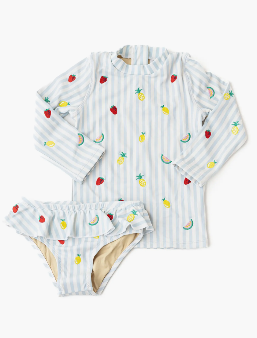 Rash Guard Set Embroidered Picnic Stripe