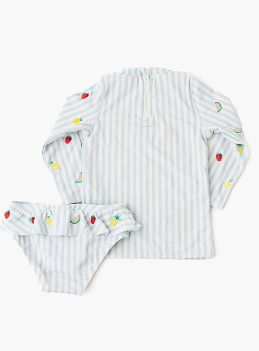 Rash Guard Set Embroidered Picnic Stripe