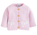 Crochet Pink Cardigan- Bow