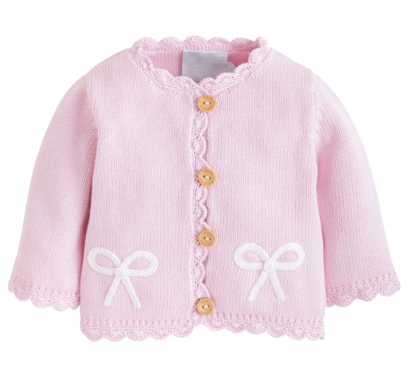 Crochet Pink Cardigan- Bow
