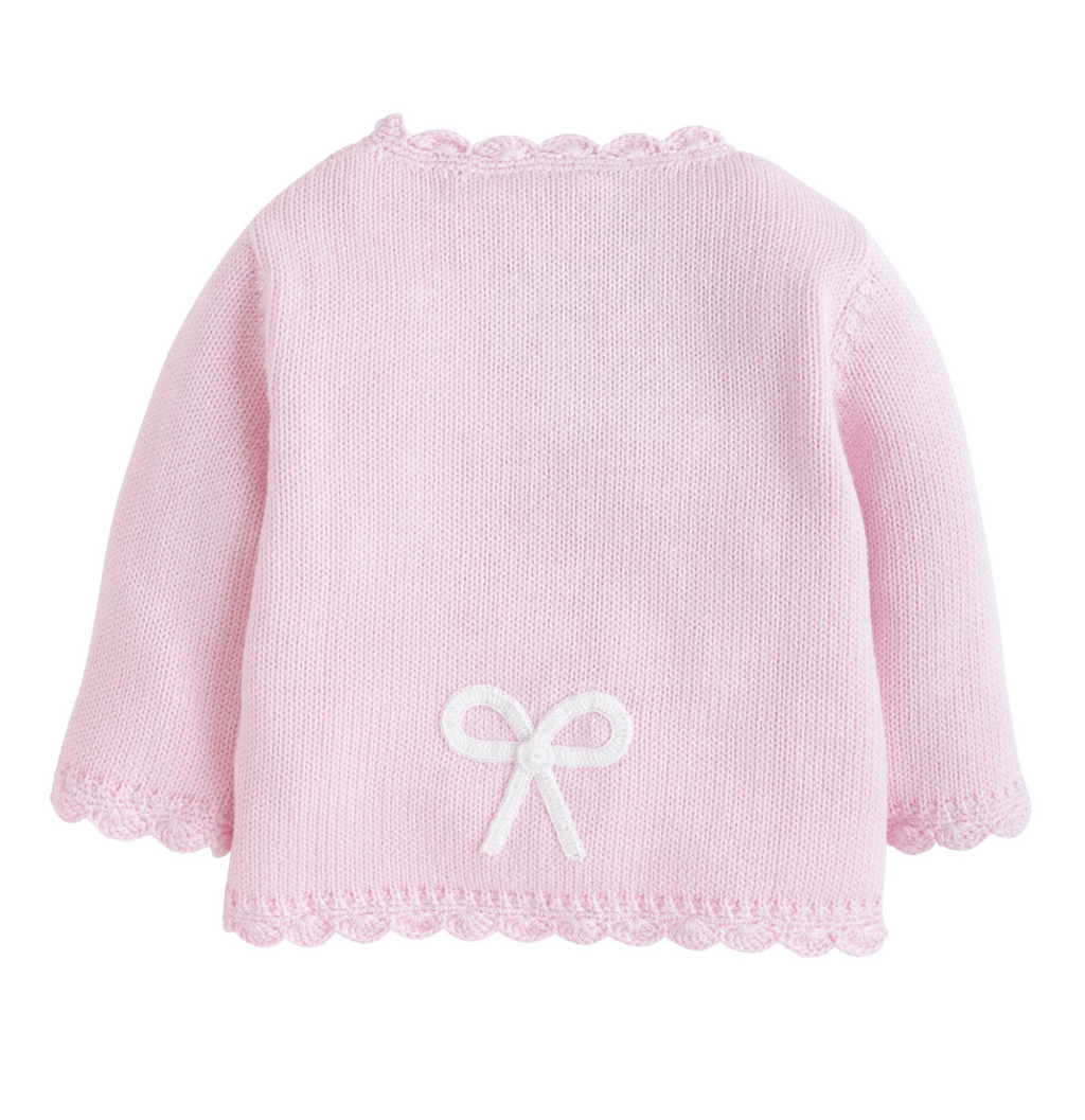 Crochet Pink Cardigan- Bow