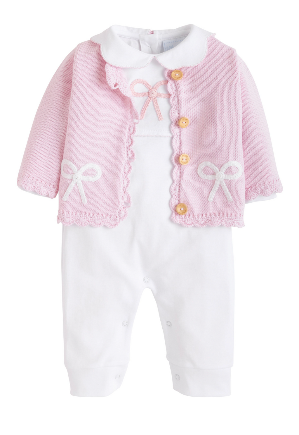 Crochet Pink Cardigan- Bow