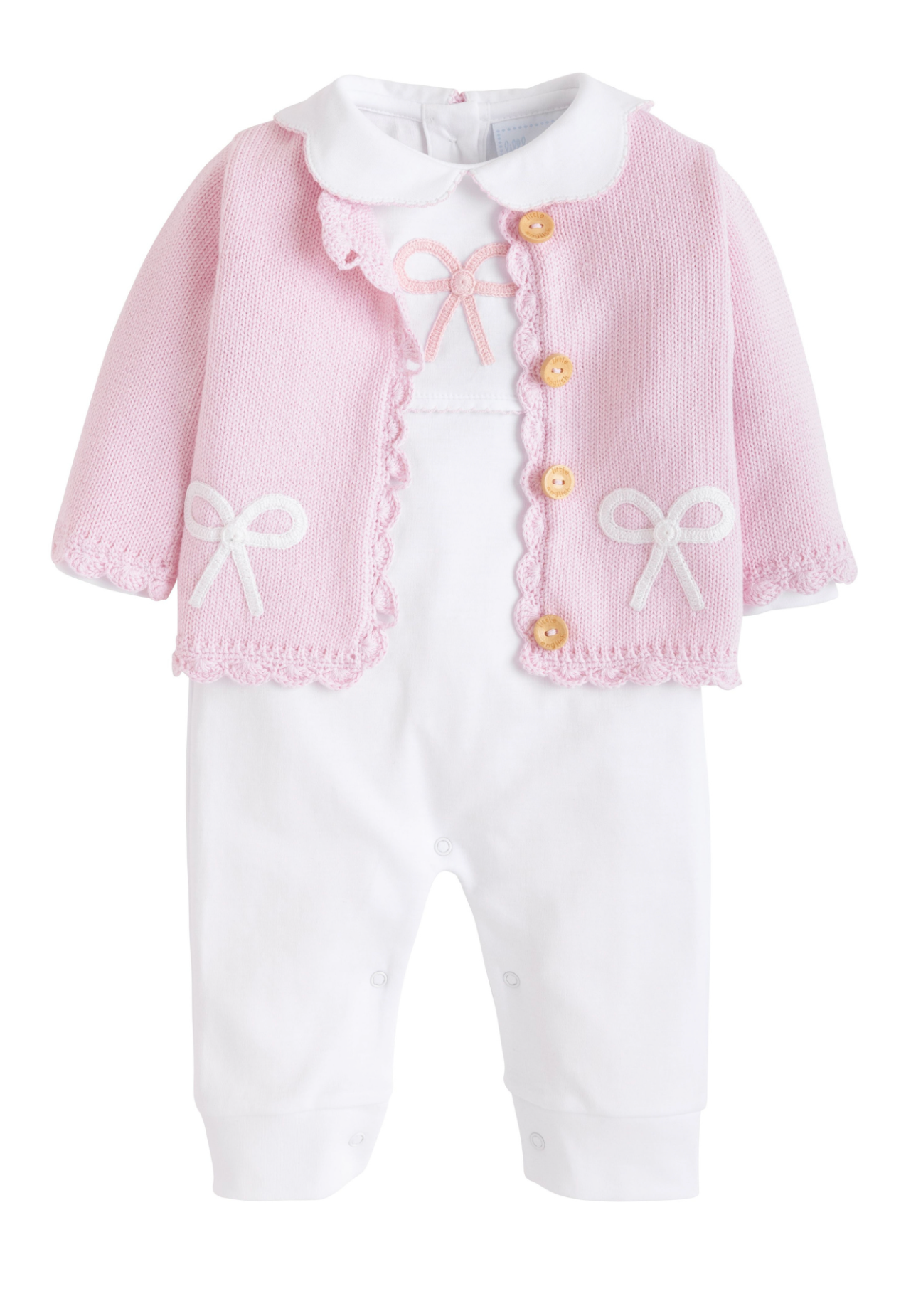 Crochet Pink Cardigan- Bow