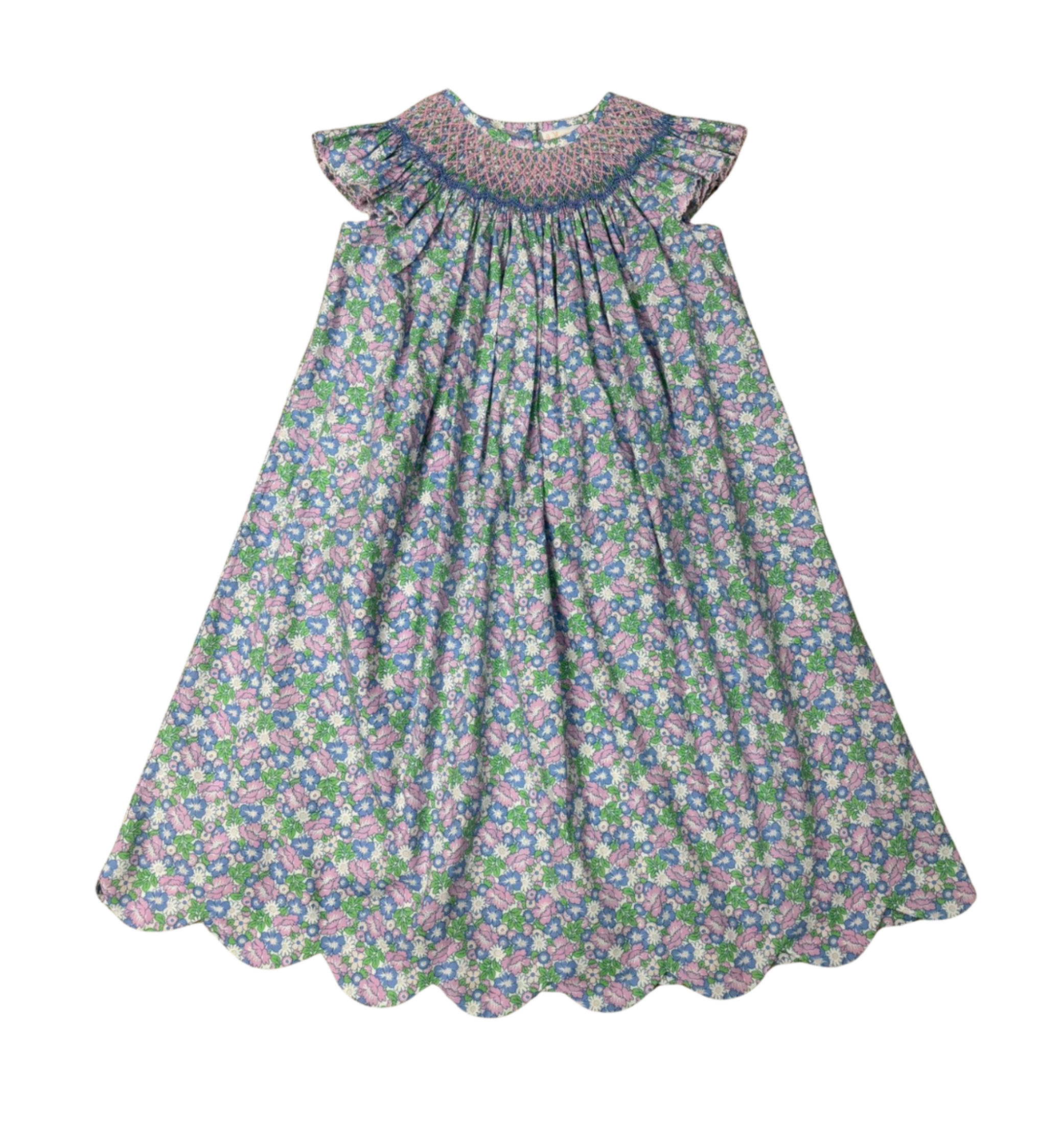 Brilliant Blooms Pearl Smocked Bishop dress