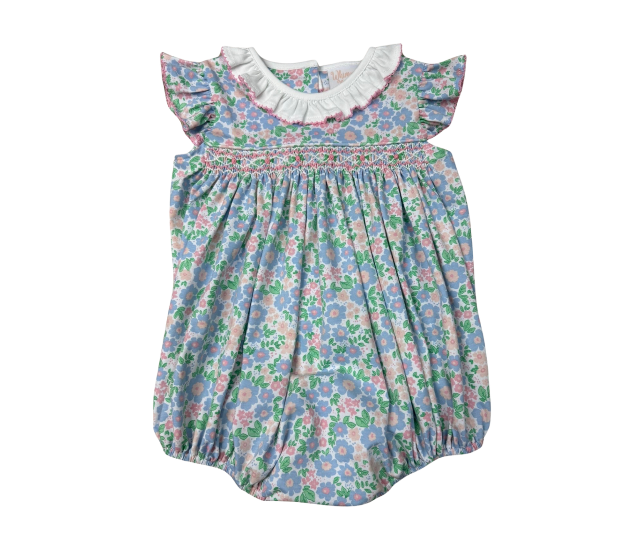 Periwinkle Petals Smocked Flutter Bubble