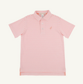 Prim and Proper Polo-Sanibel Island Stripe with Pompano Peach Stork