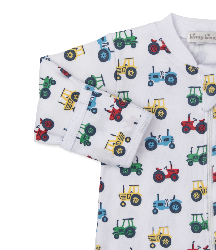 Trusty Tractors Zip Up Footie