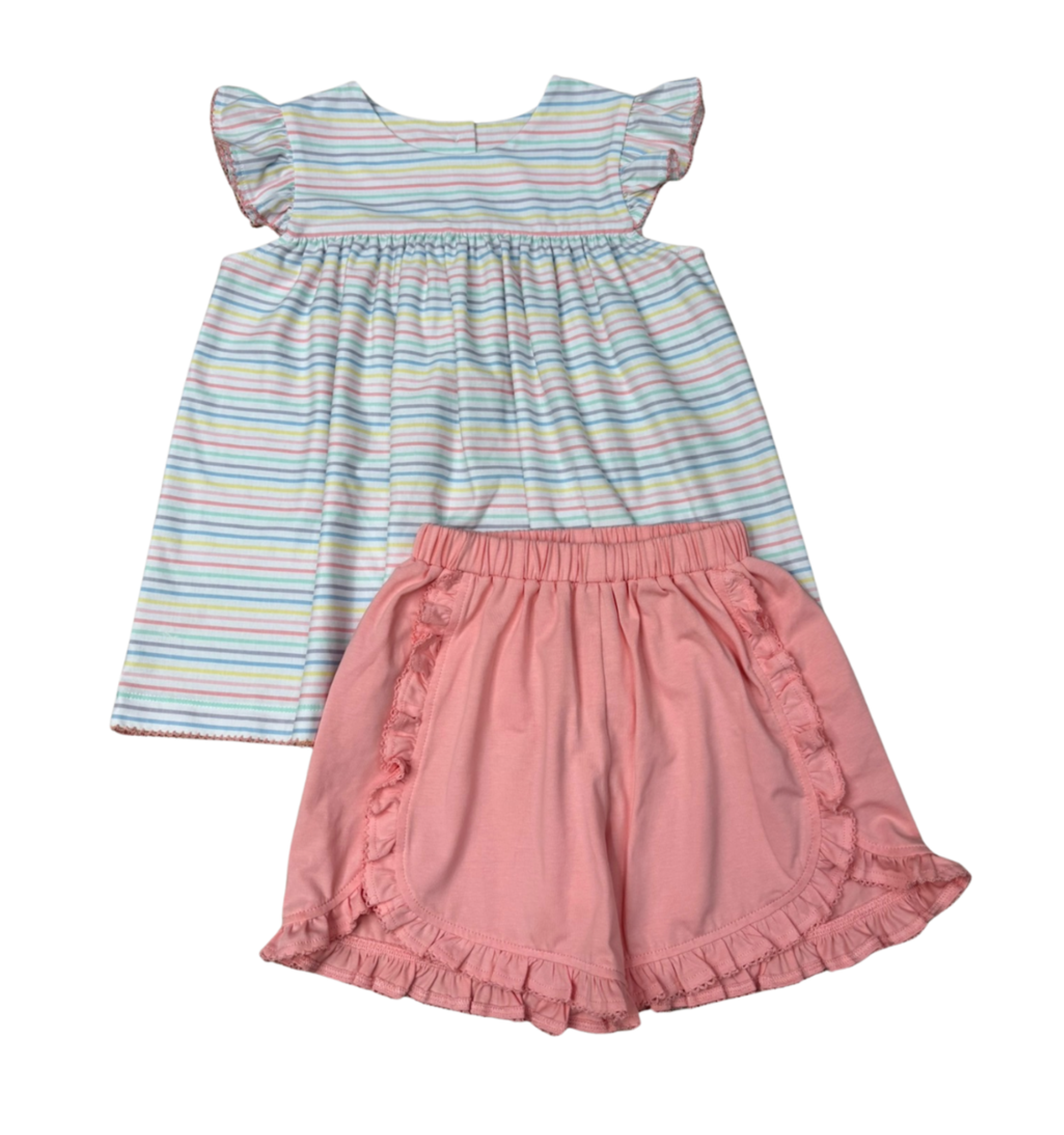 Pastel Penny stripe flutter short set