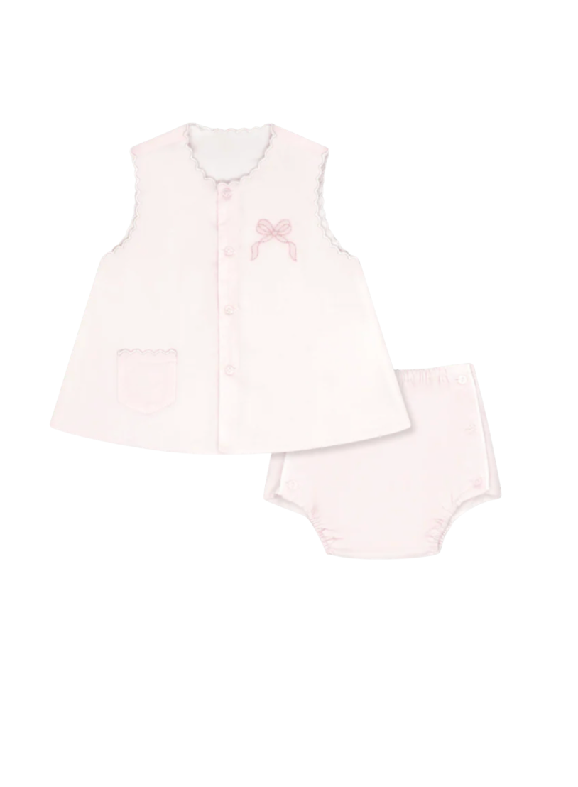 Maria Diaper Cover Set- Blessing Pink Bow