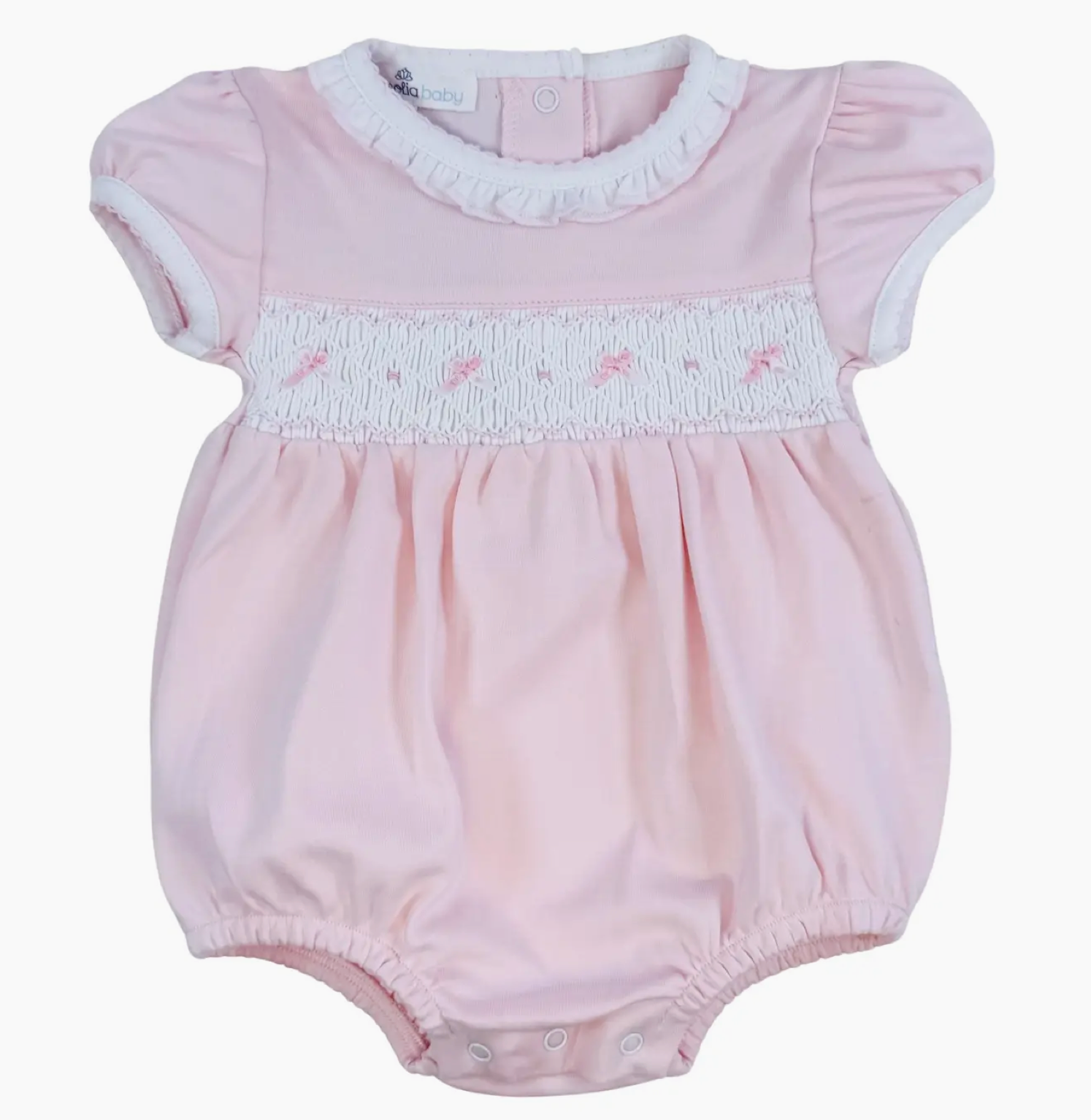 Amelias Classic Pink solid Smocked Bubble