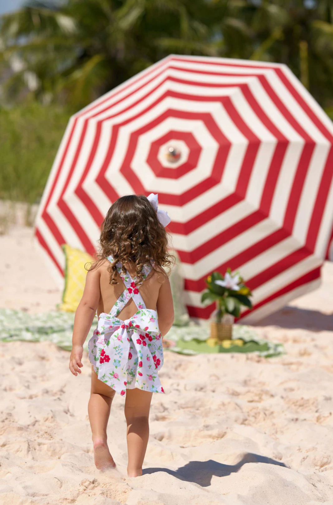 Sally Sunsuit- Berry Sweet with Worth Avenue White