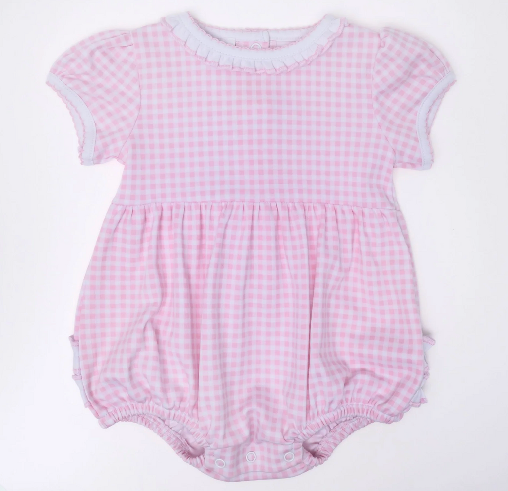 Mini Checks Short Sleeve Bubble-Pink