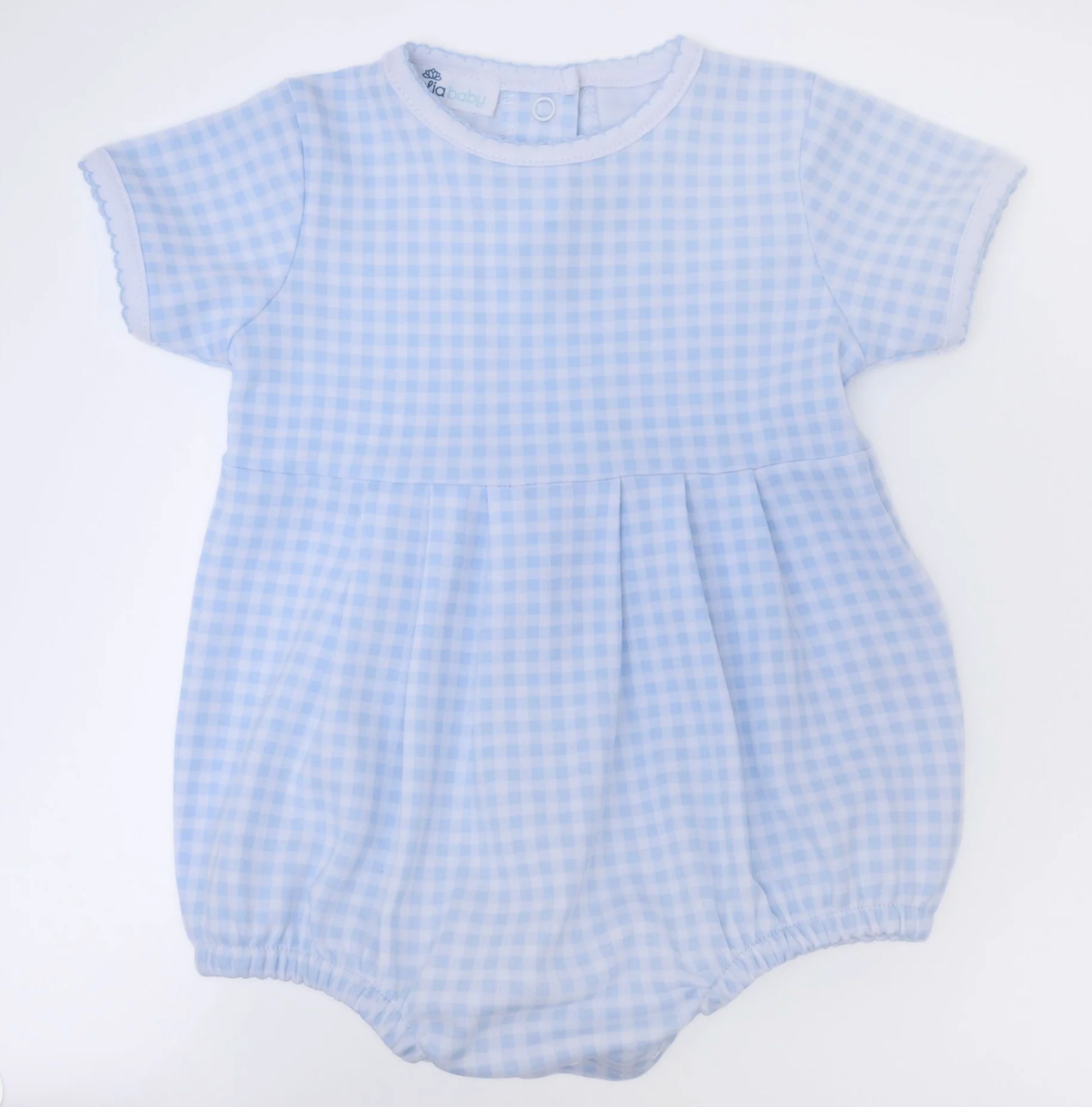 Mini Checks Short sleeve bubble- Blue