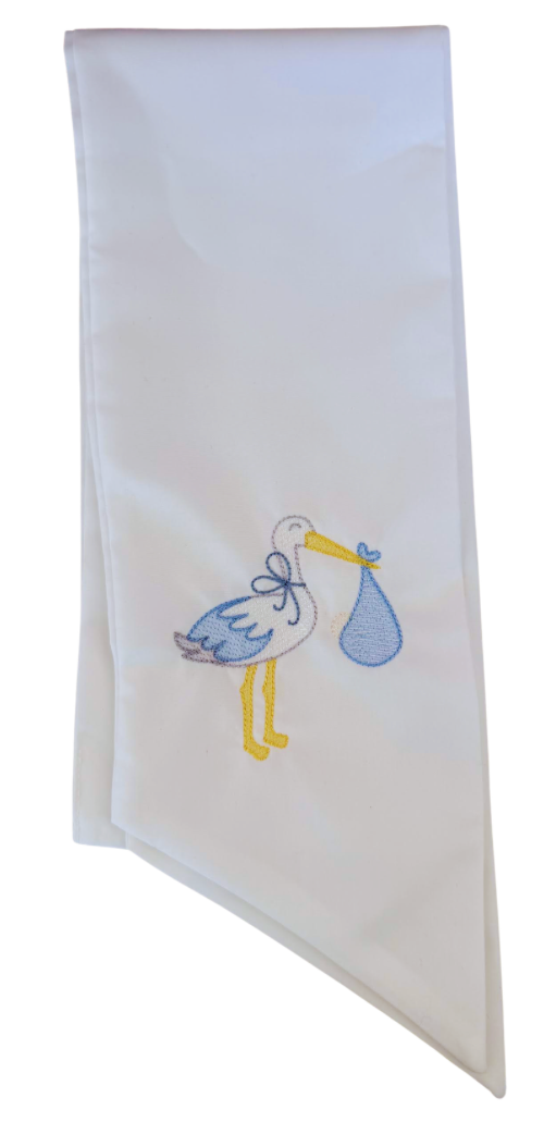Blue Stork Wreath Sash