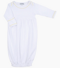 Baby Joy Crochet Trim Gathered Gown- Yellow