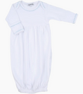 Baby Joy Crochet Trim Gathered Gown- Blue