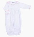Baby Joy Crochet Trim Gathered Gown- Pink