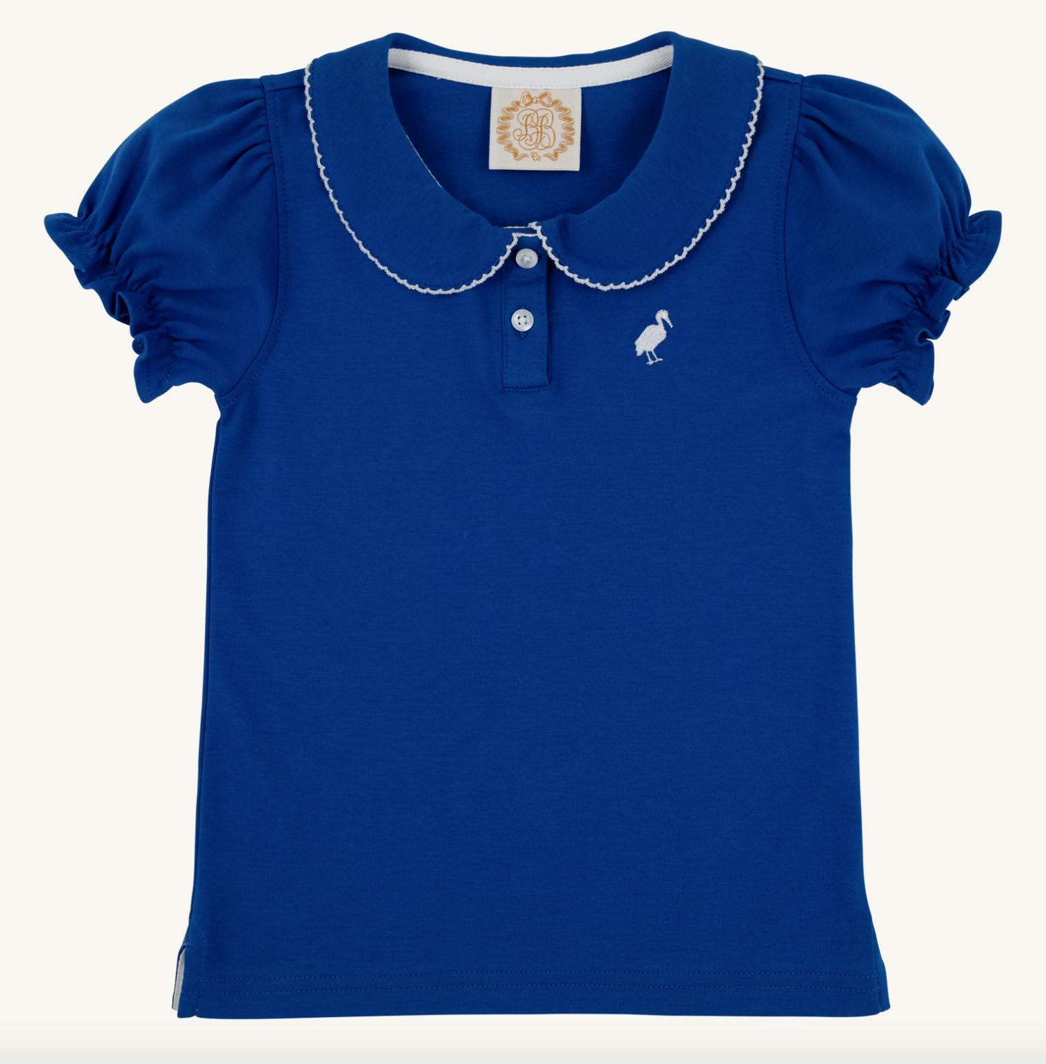 Maude's Peter Pan Collar Polo Puff Sleeve- Royal Blue