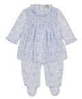 Light Blue Ribbon Floral Dress Footie
