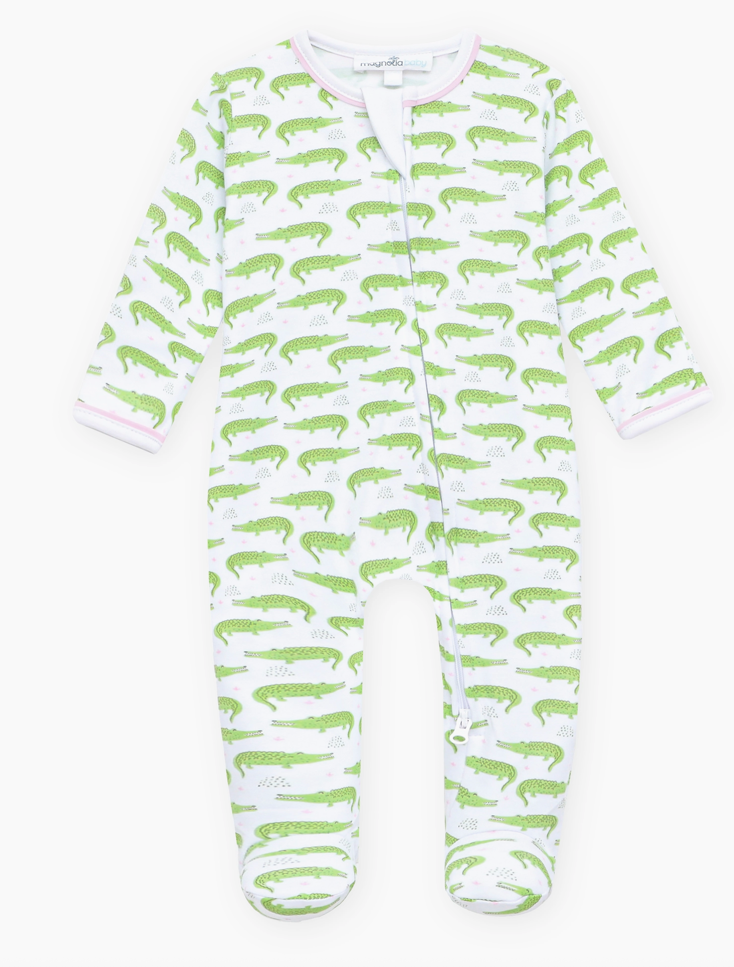 Bayou Baby Print Ruffle Footie- Pink