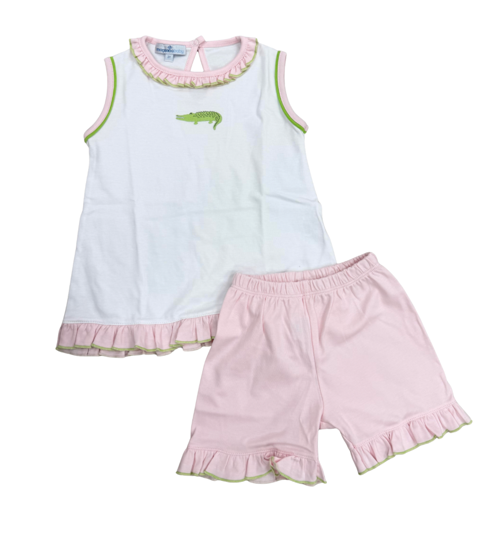 Bayou Baby Ruffle Short Set- Pink