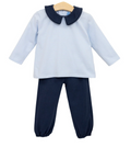 Archie Bloomer Pant Set- Light Blue and Navy Stripe