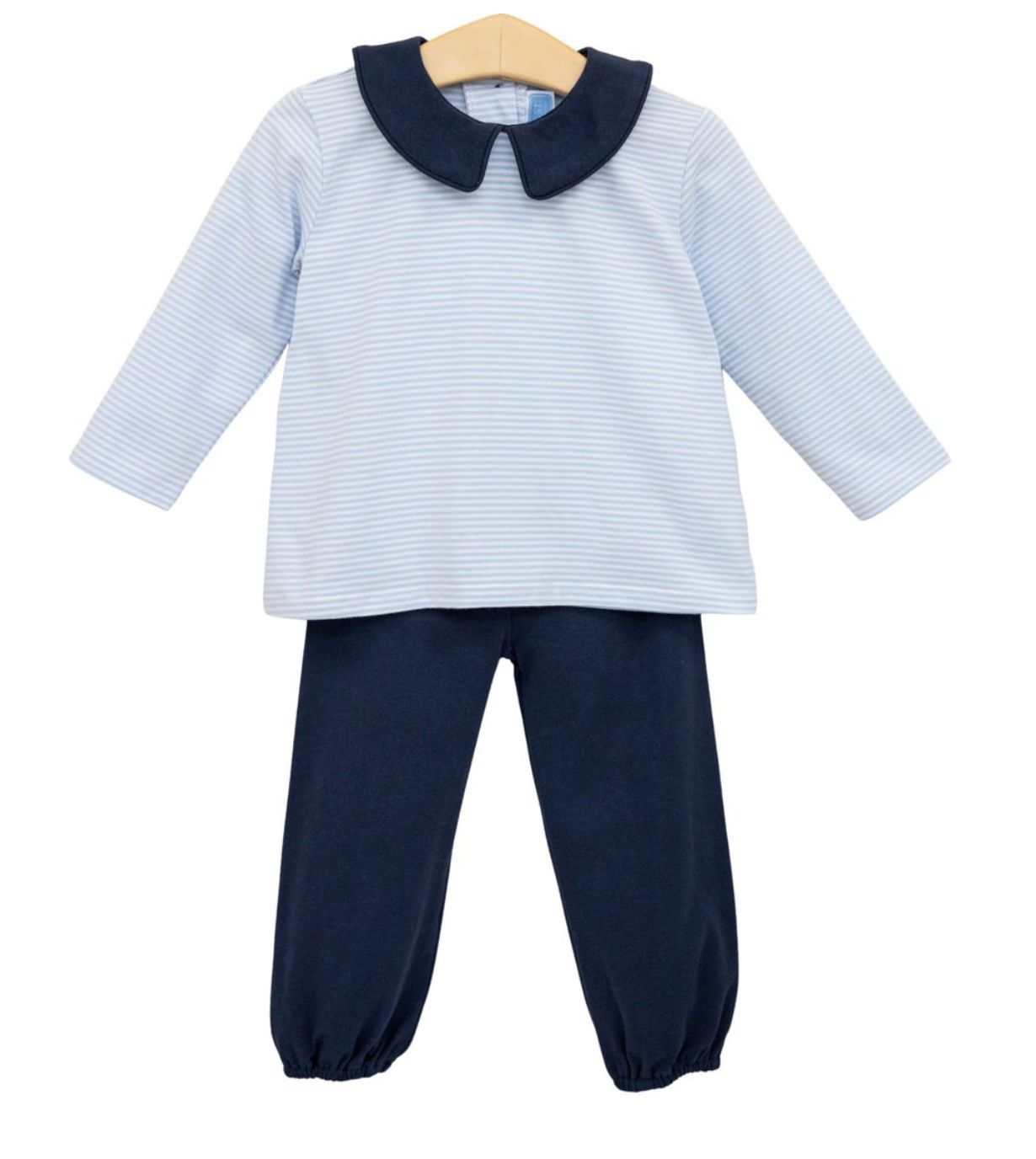 Archie Bloomer Pant Set- Light Blue and Navy Stripe