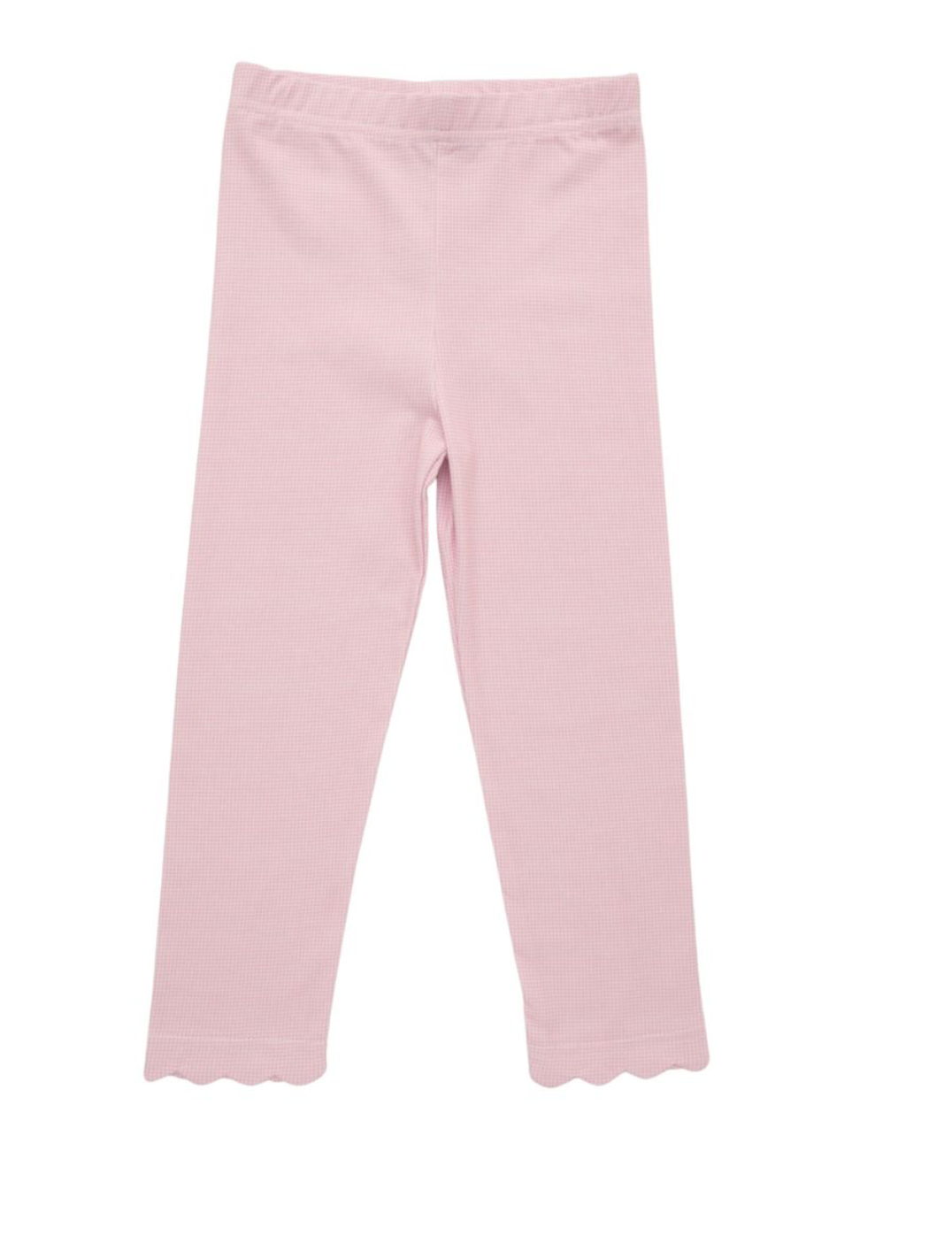 Scalloped Legging- Light Pink Microgingham