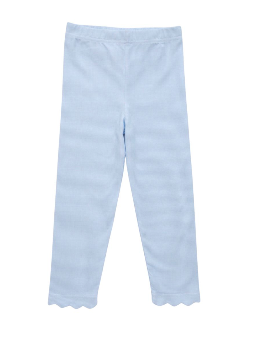 Scallop Legging- Light Blue Microgingham