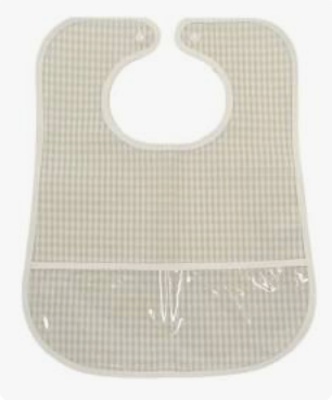 Clean up bib- Gingham Pearl Grey