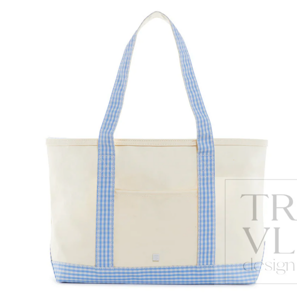 Medium Tote- Gingham Sky Trim