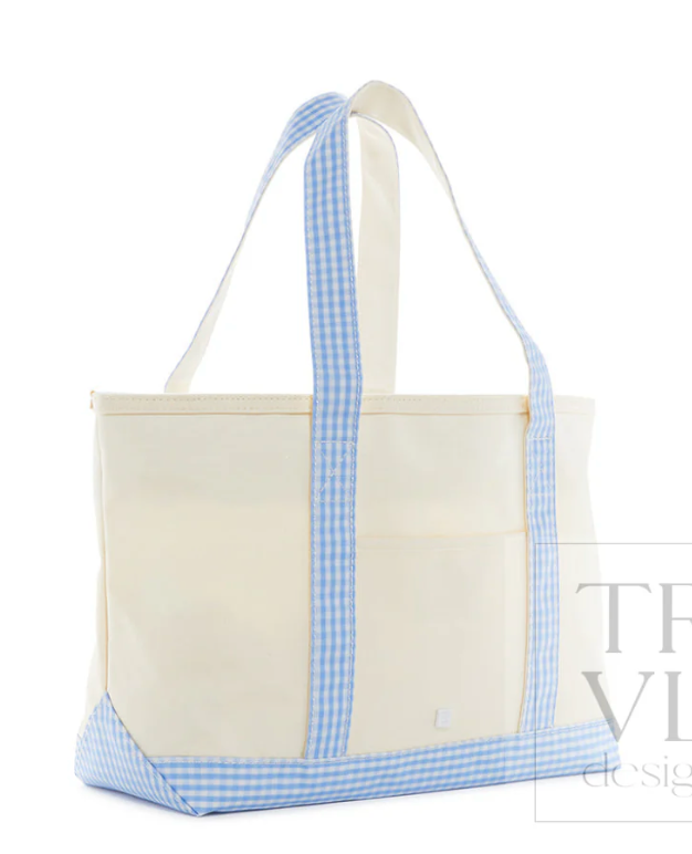 Medium Tote- Gingham Sky Trim