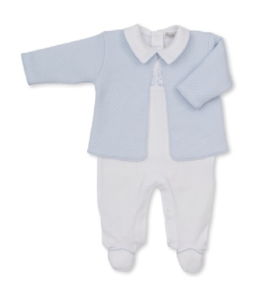 Giraffe Footie w/ Jacket- White/ Light Blue