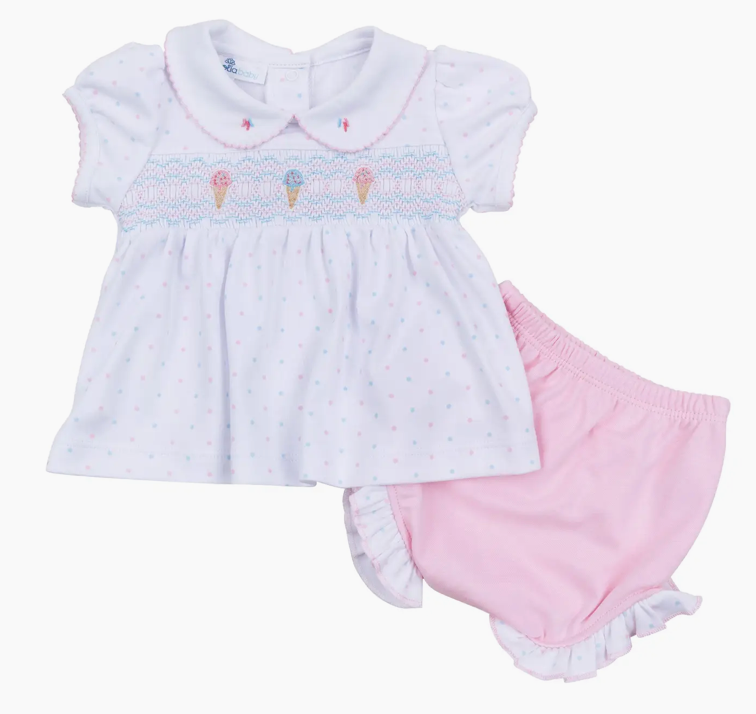 Ice Cream Smocked Diaper Cover Set