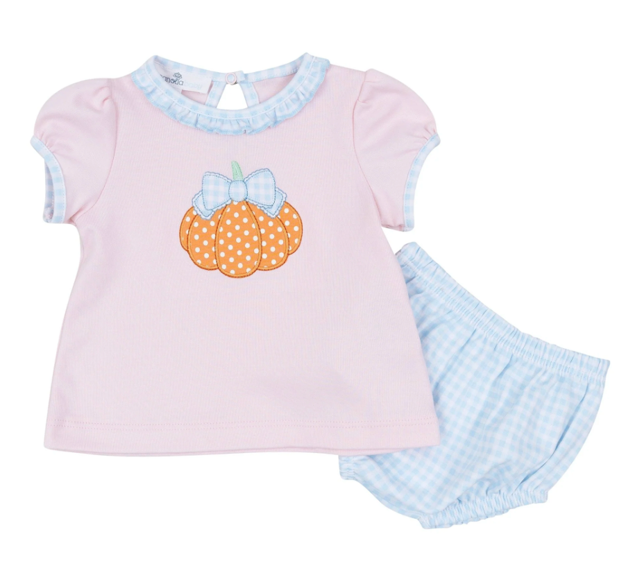 Pumpkin Applique Ruffle Diaper Cover Set