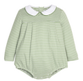 Pleated Peter Pan Bubble- Watercress Stripe