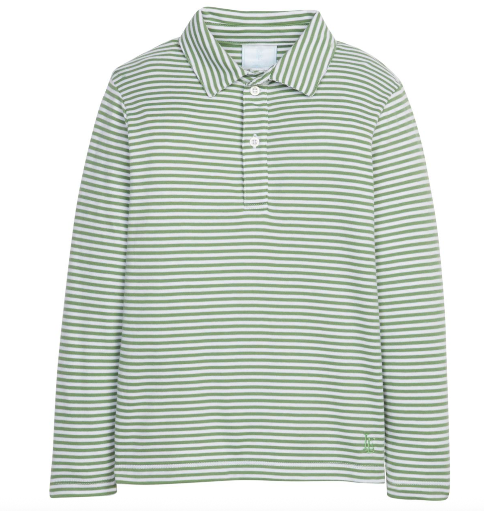 Long Sleeve Polo- Watercress Stripe