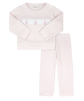 Pensacola Pink Ministripe Knit with Ballet Slipper Embroidery