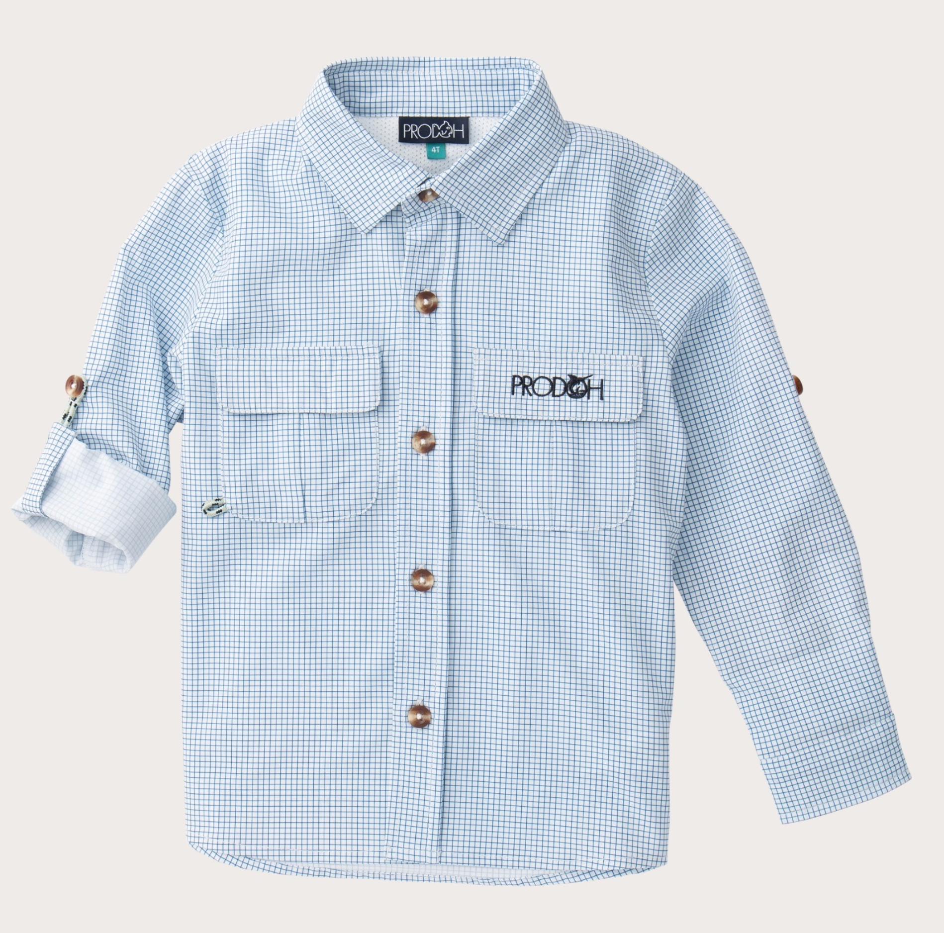 Founders Long Sleeve Fishing Shirt- Blue/white