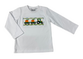 White Knit LS Smocked Tractor & Pumpkin