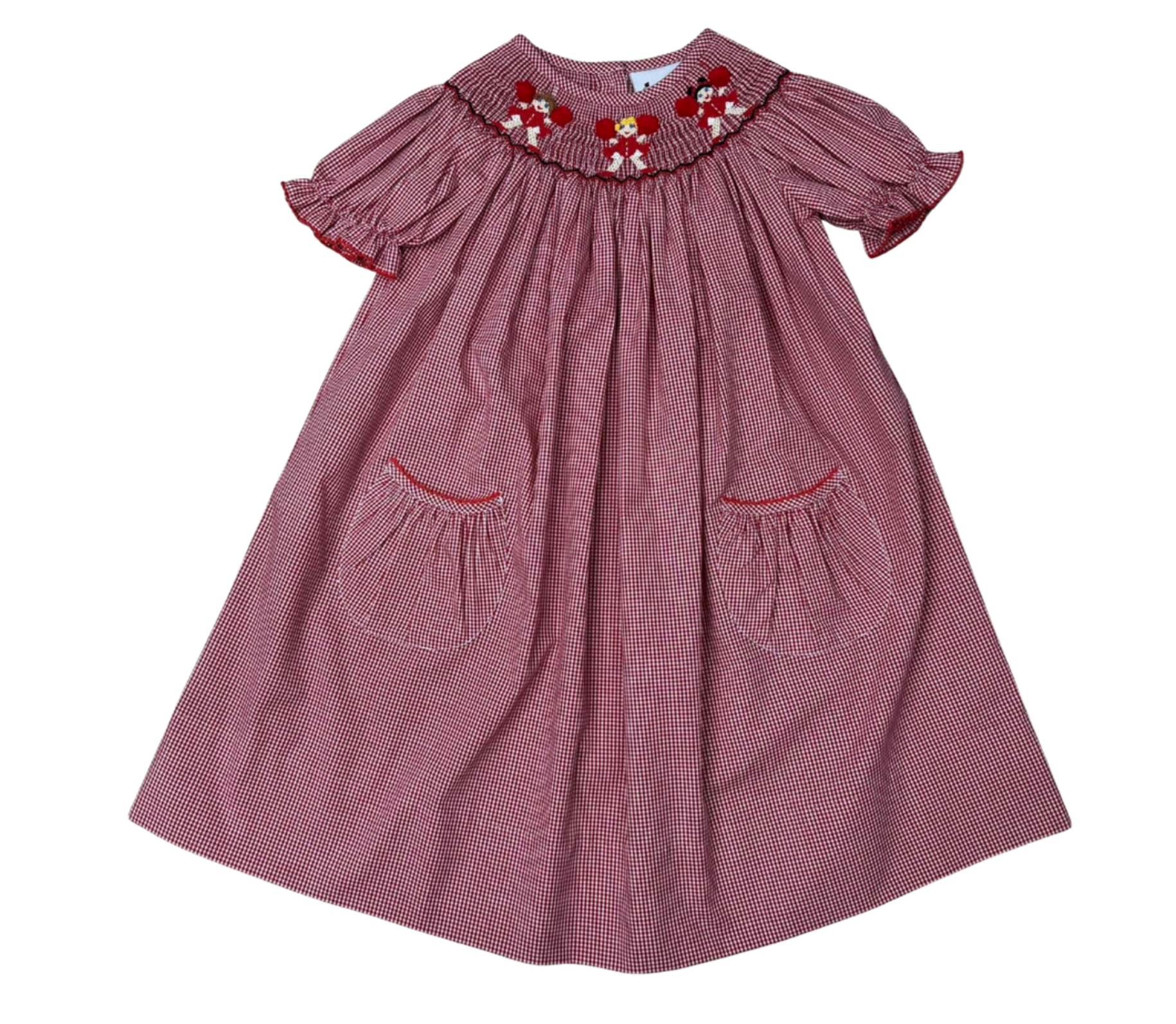 Red and Black Cheerleader Smocked Dress