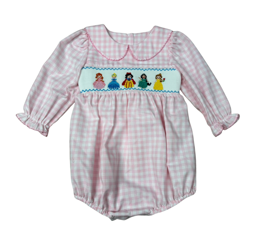 Smocked Princess Bubble- pink/white check